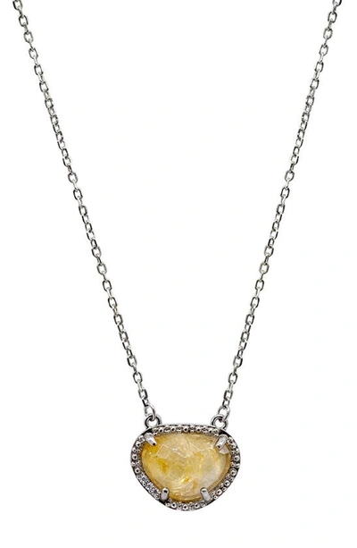 Shop Adornia Fine Sterling Silver Diamond & Birthstone Halo Pendant Necklace In Silver - Citrine