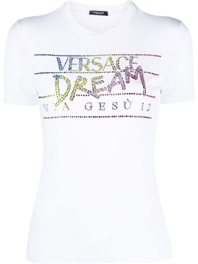 Shop Versace Logo T-shirt In White