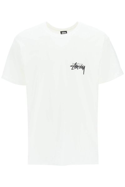 Shop Stussy Logo T-shirt In White,black