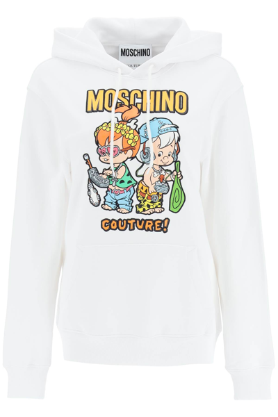 Shop Moschino 'the Flintstones' Hoodie In White