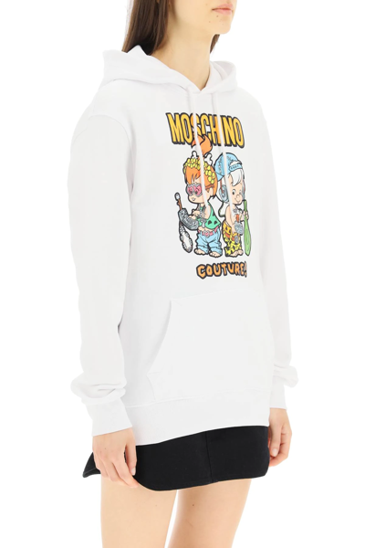 Shop Moschino 'the Flintstones' Hoodie In White