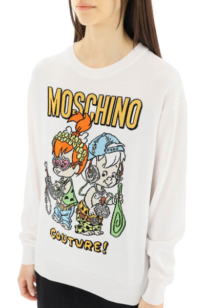 Shop Moschino 'the Flintstones' Sweater In White