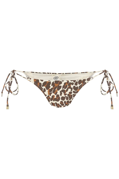 Shop Tory Burch Leopard Print Bikini Bottom In Brown,beige,white