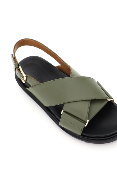 Shop Marni Fussbett Calfskin Sandals In Green