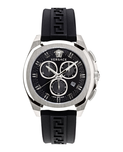 Shop Versace Geo Chronograph Watch In Black