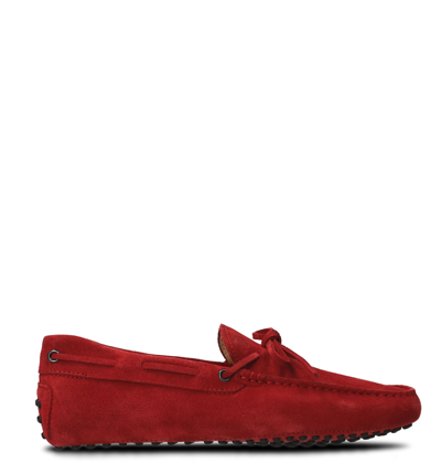 Shop Tod's Men's  Red Suede Loafers