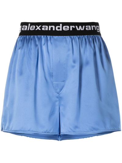Shop Alexander Wang T T By Alexander Wang Women Boxer Short W/ Logo Elastic In 437 Ocean Sky