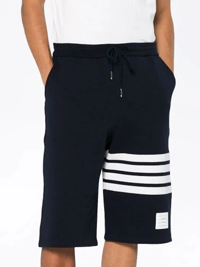 Shop Thom Browne Men Classic Sweat Shorts With Engineered 4 Bar Stripes In Classic Loop Back In Navy