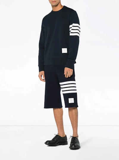 Shop Thom Browne Men Classic Sweat Shorts With Engineered 4 Bar Stripes In Classic Loop Back In Navy