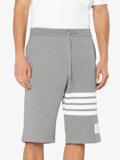 Shop Thom Browne Men Classic Sweat Shorts With Engineered 4 Bar Stripes In Classic Loop Back In 068 Light Grey