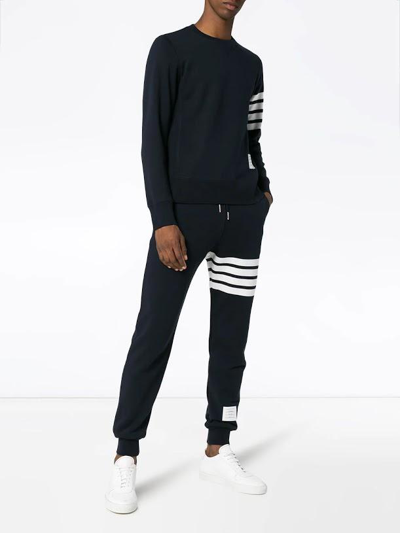 Shop Thom Browne Men Classic Sweatpant With Engineered 4-bar In Classic Loop Back In 461 Navy