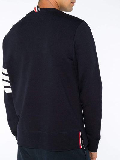 Shop Thom Browne Men Classic Sweatshirt With Engineered 4 Bar In Classic Loop Back In Navy