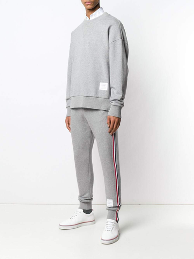 Shop Thom Browne Men Sweatpants In Classic Loopback With Rwb Side Stripes In Light Grey