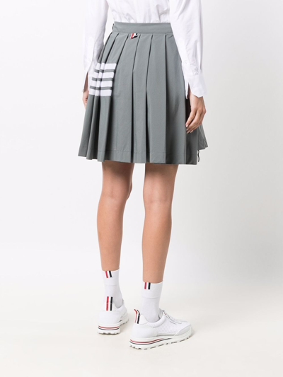 Shop Thom Browne Women Mini Dropped Back Pleated Skirt W/ Mesh 4 Bar In Sustainable Ripstop In 035 Med Grey