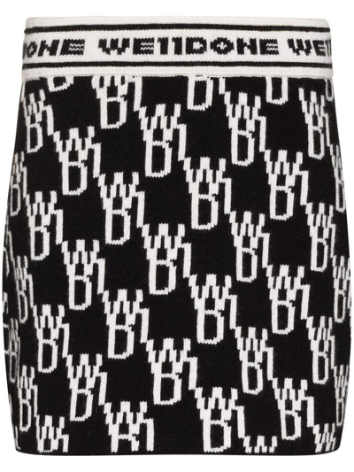 Shop We11 Done We11done Women Wd1 All Over Logo Knit Mini Skirt In Black