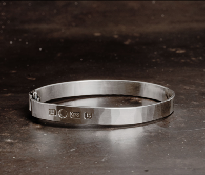 Shop Werkstatt:münchen Werkstatt Munchen Band Bracelet Stamped In Silver
