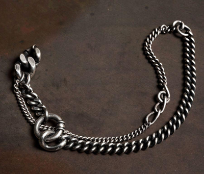 Shop Werkstatt:münchen Werkstatt Munchen Bracelet Two Chains Ring M2541 In Silver