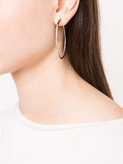 Shop Werkstatt:münchen Werkstatt Munchen Hoop Earrings Hammered M4511 In Silver