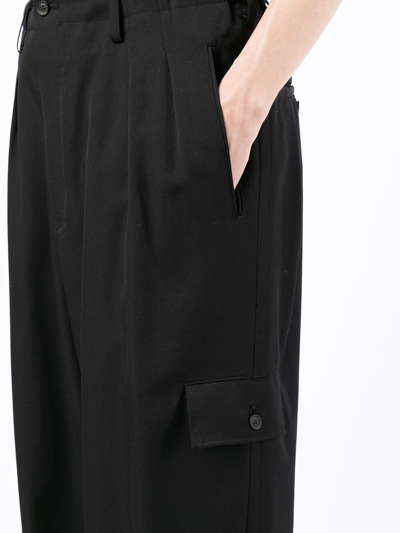 Shop Yohji Yamamoto Pour Homme Side Flap Gabardine Pants In Black