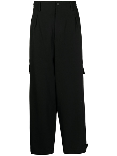 Shop Yohji Yamamoto Pour Homme Side Flap Gabardine Pants In Black