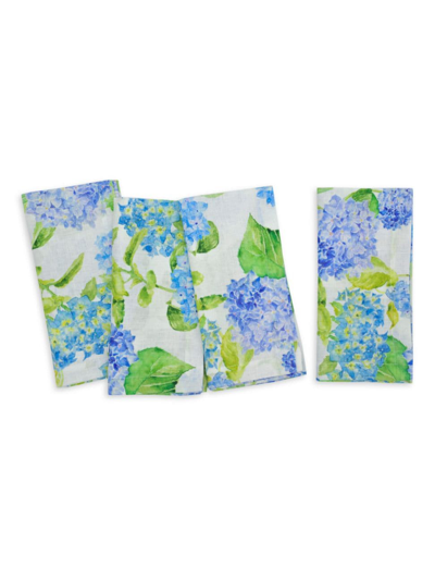 Shop Tina Chen Designs Florals Hydrangea 4-piece Napkins Set In Blue