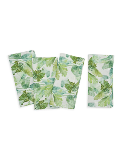 Shop Tina Chen Designs Florals Palm Leaf 4-piece Napkins Set In Green