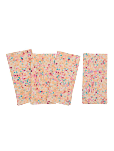 Shop Tina Chen Designs Abstracts Prism 4-piece Napkins Set In Peach