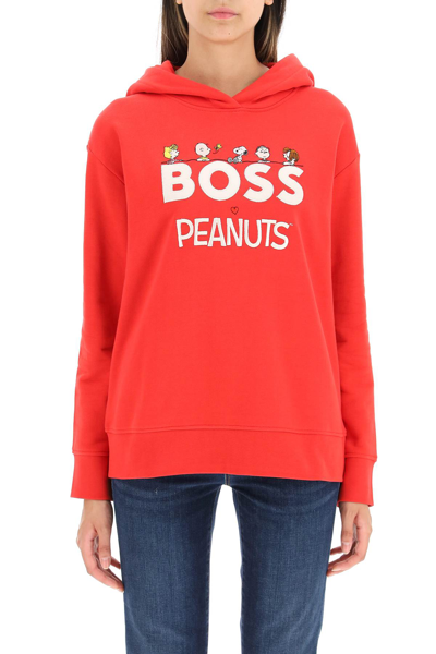 Shop Hugo Boss Boss Peanuts Hoodie In Red