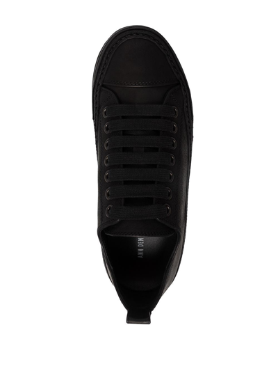 Shop Ann Demeulemeester Women Gert Low-top Sneakers Dusty Leather In Black + Logo Plaque Silver