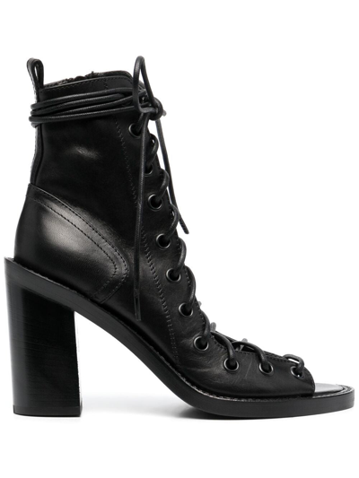 Shop Ann Demeulemeester Women Lace Up Sandals In Black