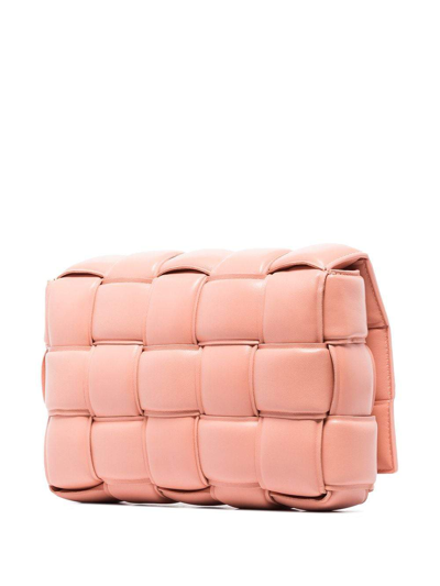 Shop Bottega Veneta Padded Cassette Bag In Peachy/silver