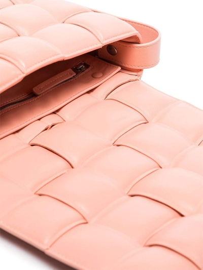 Shop Bottega Veneta Padded Cassette Bag In Peachy/silver