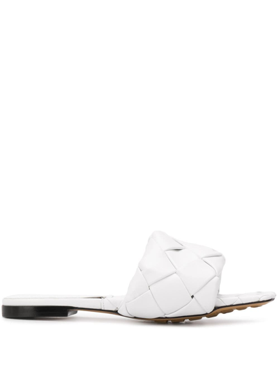 Shop Bottega Veneta Women Bv Lido Flat Sandals In Optic White