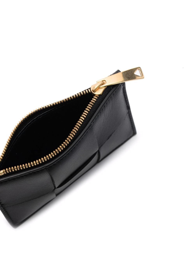 Shop Bottega Veneta Zipped Card Case In Black-gold