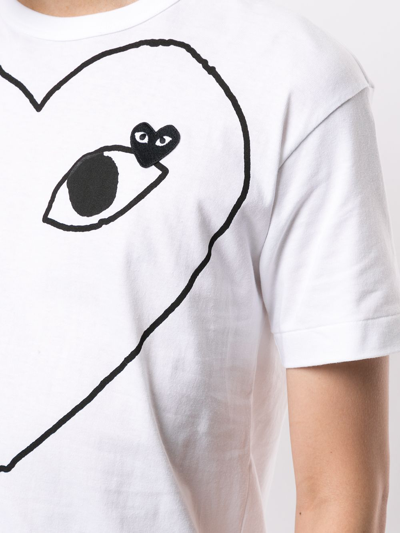 Shop Comme Des Garçons Play Comme Des Garcons Play Men Black Line Heart T-shirt In White