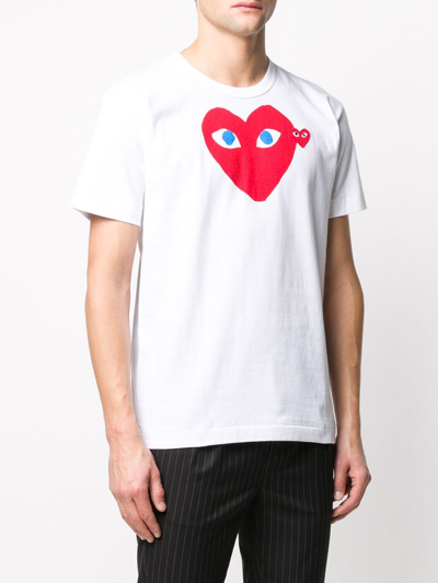 Shop Comme Des Garçons Play Comme Des Garcons Play Men Red Hearts T-shirt In White