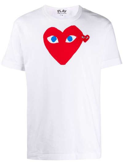 Shop Comme Des Garçons Play Comme Des Garcons Play Men Red Hearts T-shirt In White