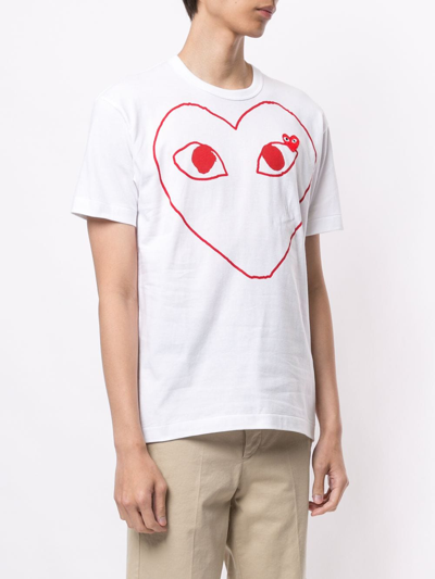 Shop Comme Des Garçons Play Comme Des Garcons Play Men Red Line Heart T-shirt In White