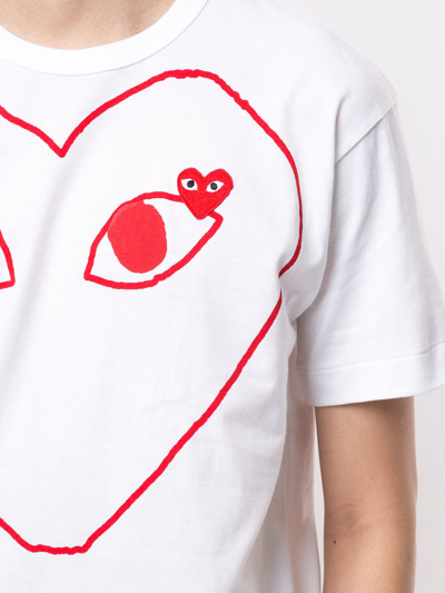 Shop Comme Des Garçons Play Comme Des Garcons Play Men Red Line Heart T-shirt In White