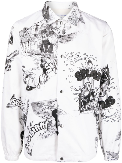Shop Comme Des Garçons Shirt Comme Des Garcons Shirt Men Christian Marclay Print A Coach Jacket In White Black