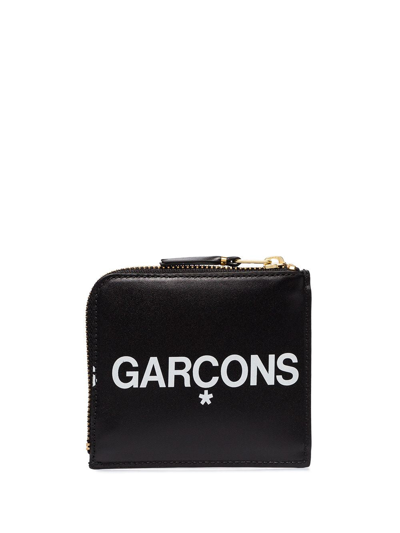 Shop Comme Des Garçons Comme Des Garcons Wallet Huge Logo Thin Wallet In Black