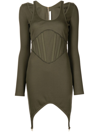 Shop Dion Lee Women Fin Corset Dress In Moss