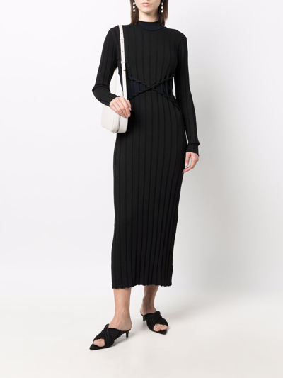 Shop Dion Lee Women X Braid Reversible Dress In Black/navy