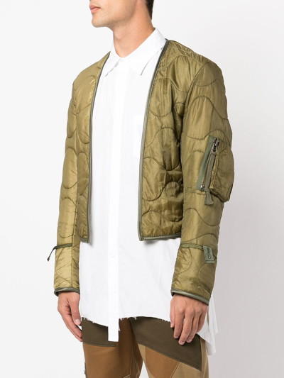 Shop Greg Lauren Men Puffy Cropped Gl1 Liner Jacket In Army