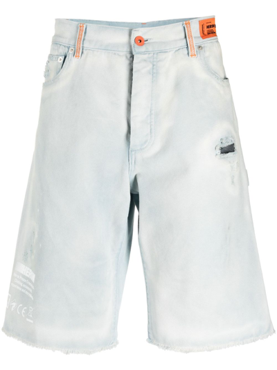 Shop Heron Preston Men Code 8000 Hammer Shorts In Medium Grey White