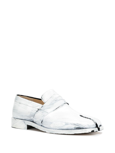 Shop Maison Margiela Women Painted Tabi Penny Loafers In Bianchetto