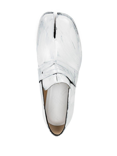 Shop Maison Margiela Women Painted Tabi Penny Loafers In Bianchetto