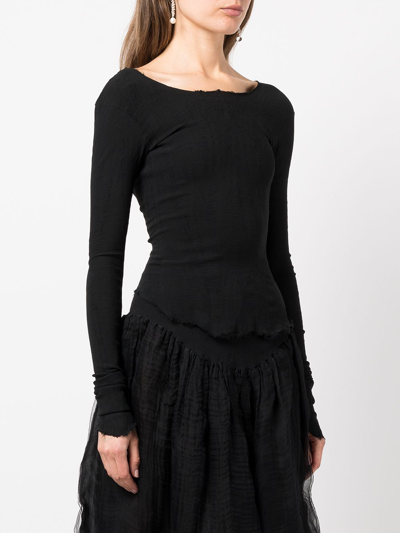 Shop Marc Le Bihan Women Long Sleeve Drop Back Top In Black