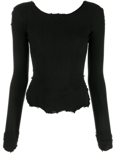 Shop Marc Le Bihan Women Long Sleeve Drop Back Top In Black