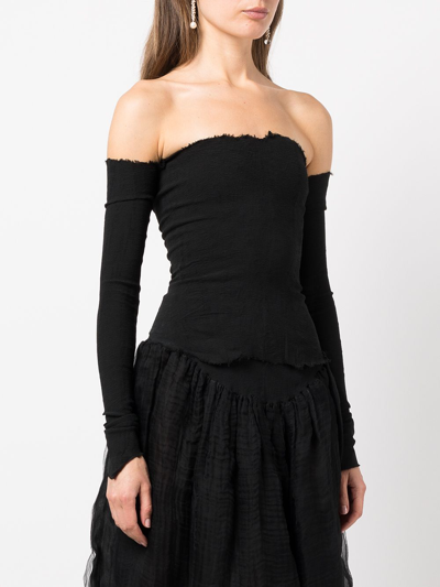 Shop Marc Le Bihan Women Stretchy Bustier Top With Sleeve In Black